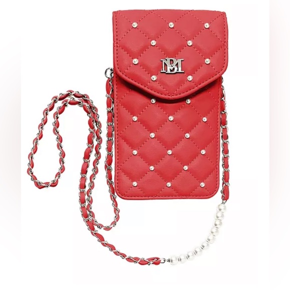 Badgley Mischka Handbags - Badgley Mischka Red Quilted Crossbody Bag with Chain Strap • NIB